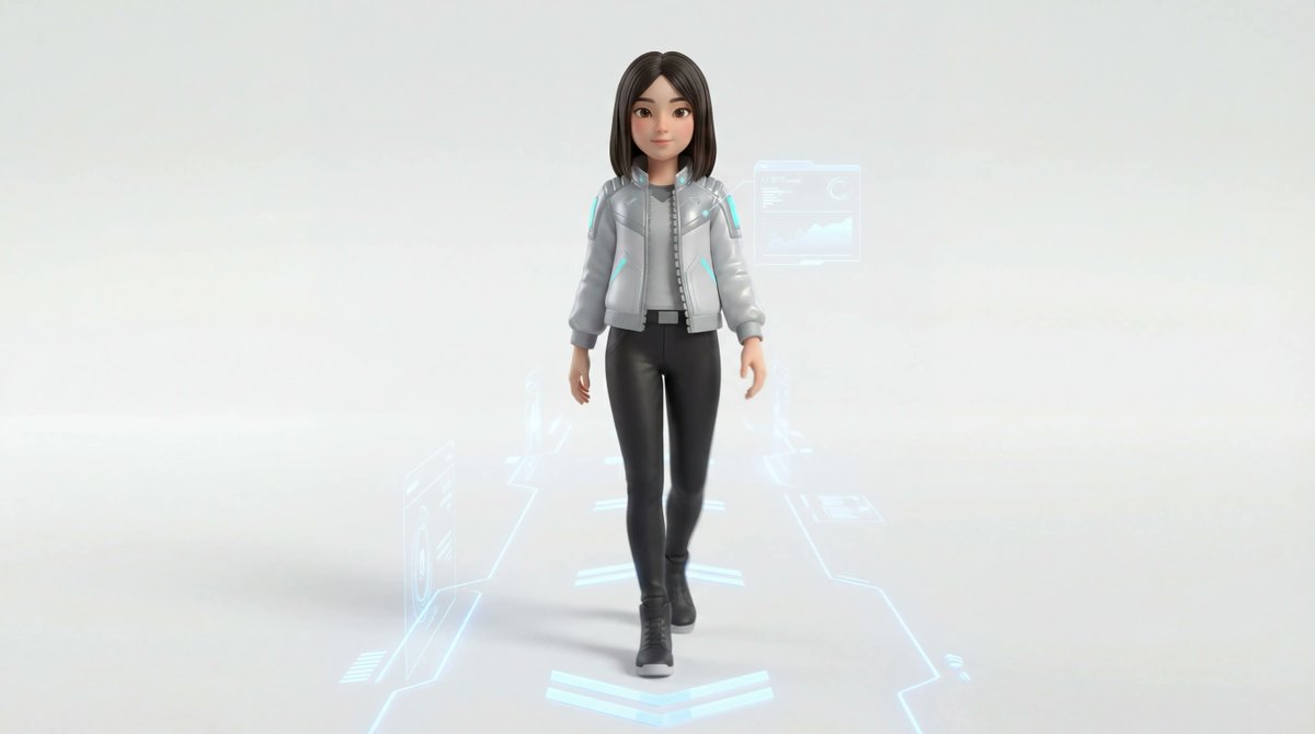 Medium Shot of Character Interacting with Floating Interface — Nano Banana Pro AI Generated Image