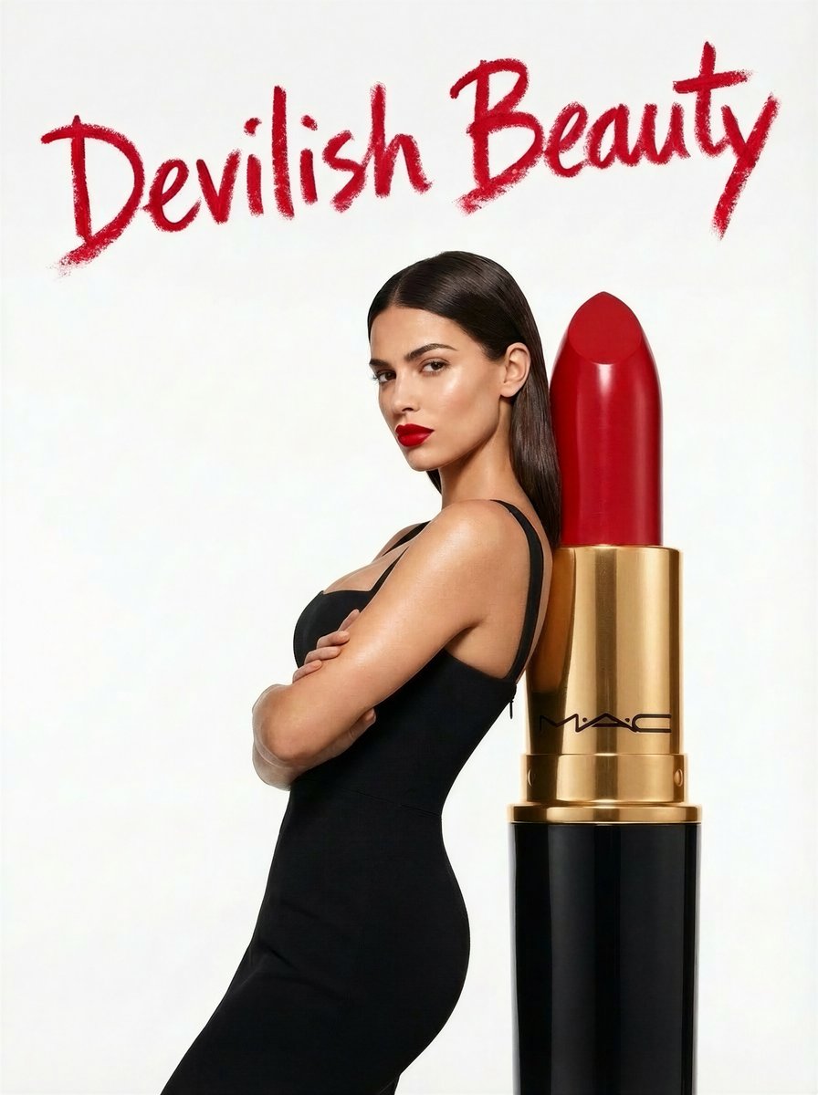 Devilish Beauty Lipstick Advertisement Prompt — Nano Banana Pro AI Generated Image