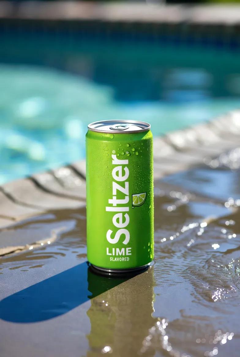 Macro Product Shot of Seltzer Can — Nano Banana Pro AI Generated Image