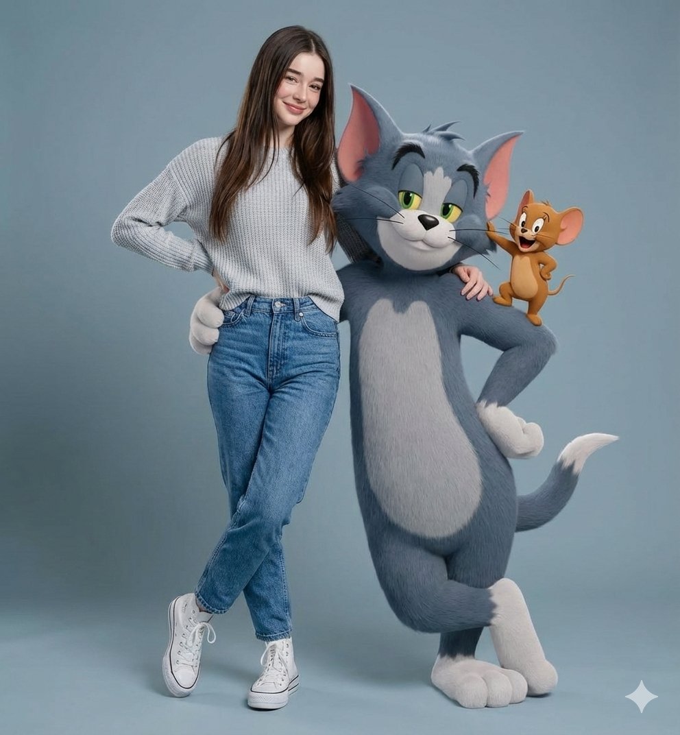 Hyper-realistic Portrait with Tom & Jerry 3D Characters — Nano Banana Pro AI Generated Image