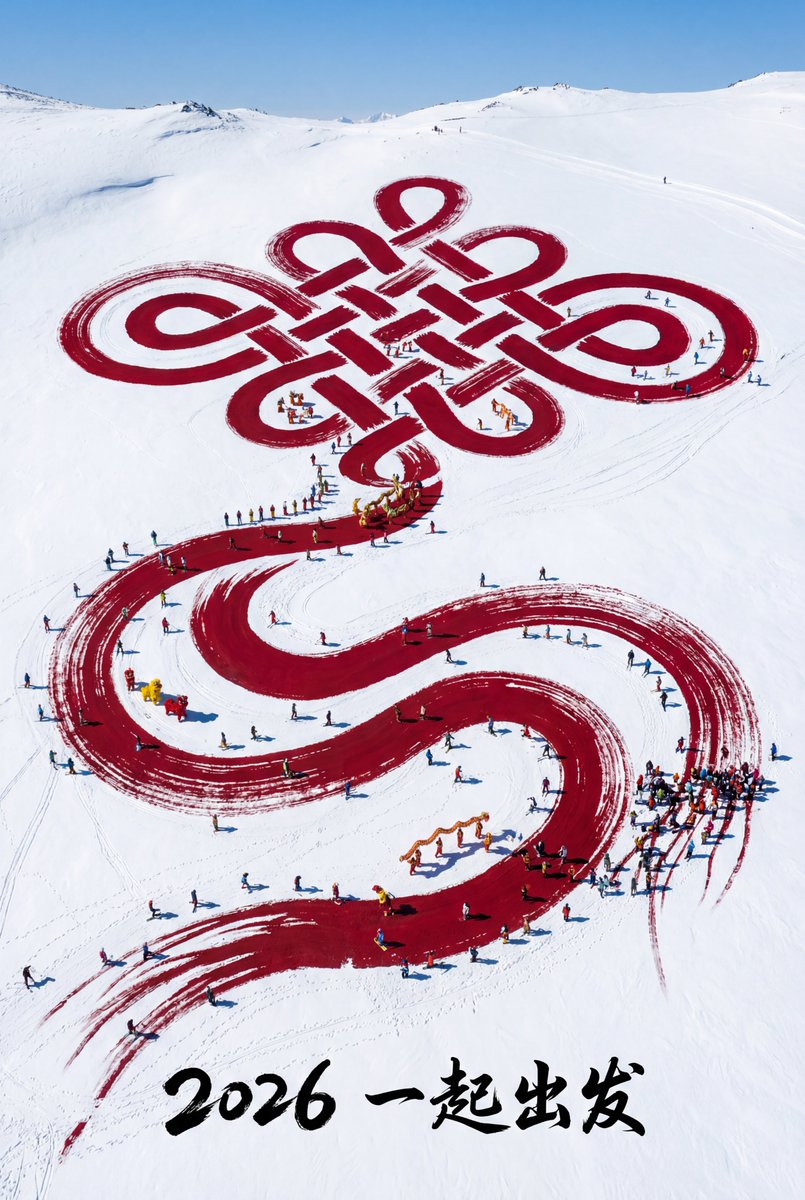 Aerial Art: Chinese Knot Landscape for 2026 Winter Games Prompt — Nano Banana Pro AI Generated Image