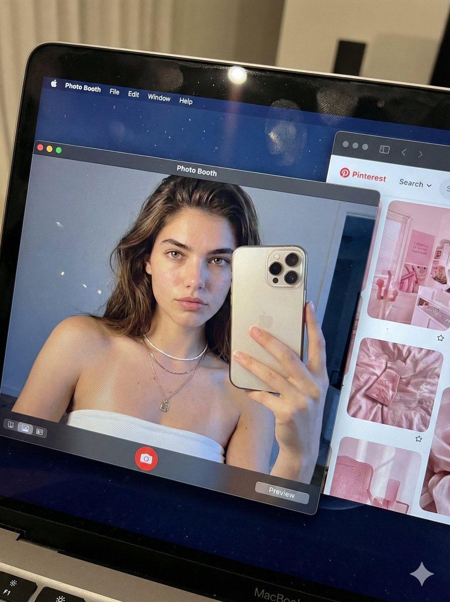 Hyper-realistic MacBook screen simulation prompt — Nano Banana Pro AI Generated Image