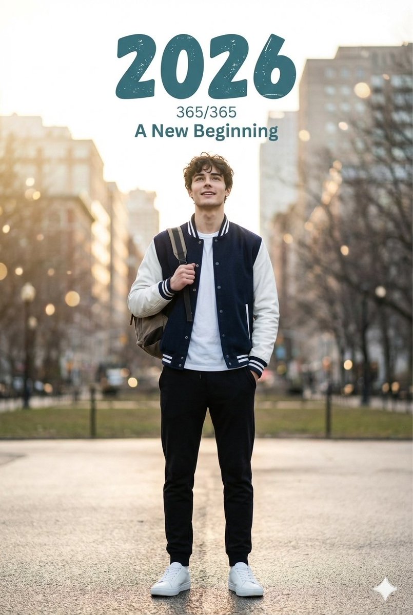 Cinematic New Year's Portrait with Typography — Nano Banana Pro AI Generated Image