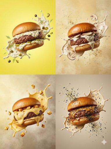 Hyper-realistic Floating Burger Commercial Shots — Nano Banana Pro AI Generated Image