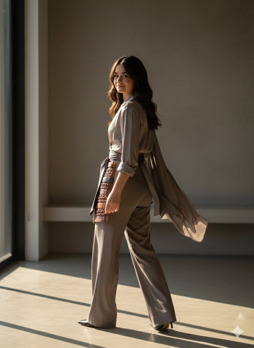 Chic Cinematic Portrait with Soft Draping — Nano Banana Pro AI Generated Image