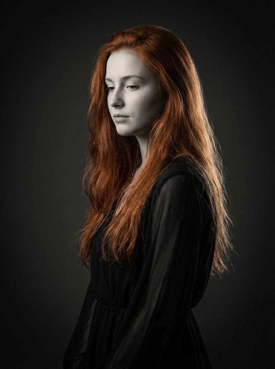 Monochrome Fine Art Portrait with Dramatic Rim Lighting — Nano Banana Pro AI Generated Image