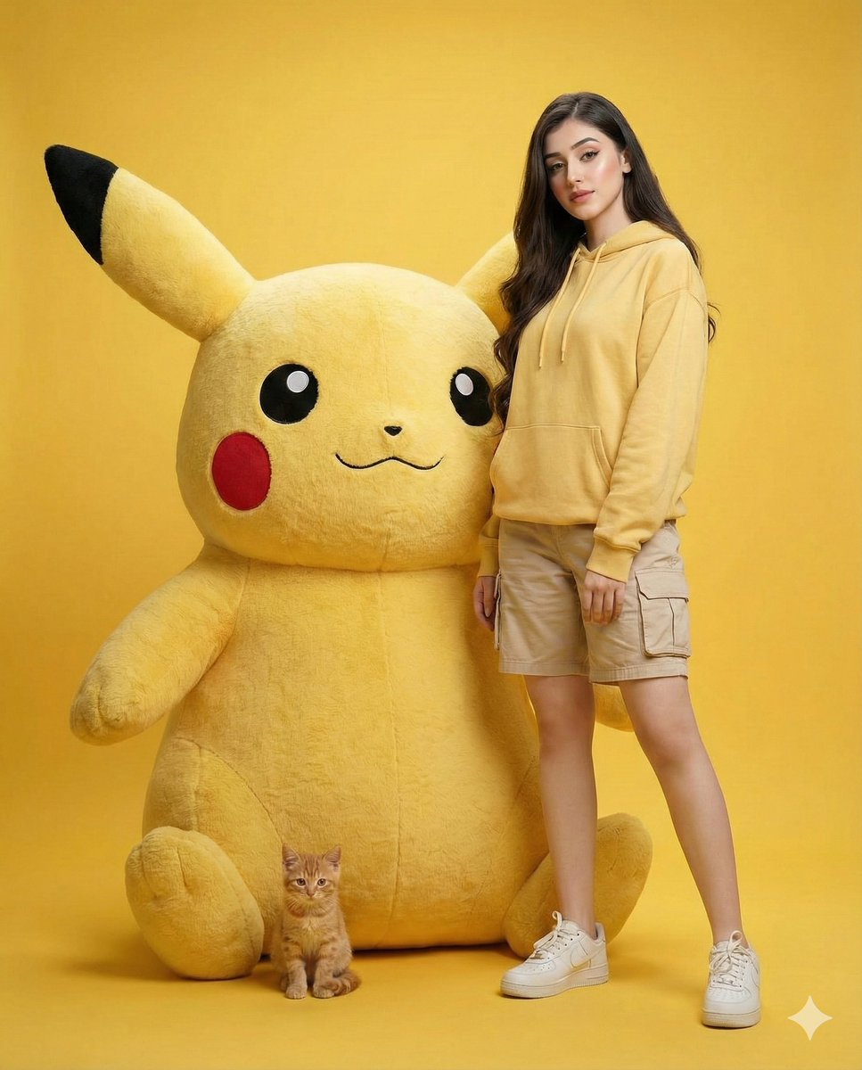 Commercial Studio Hero Shot with Giant Pikachu — Nano Banana Pro AI Generated Image