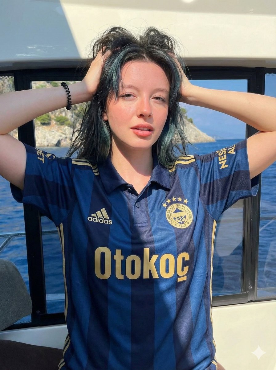 Photorealistic Fenerbahçe Jersey Portrait on a Yacht — Nano Banana Pro AI Generated Image