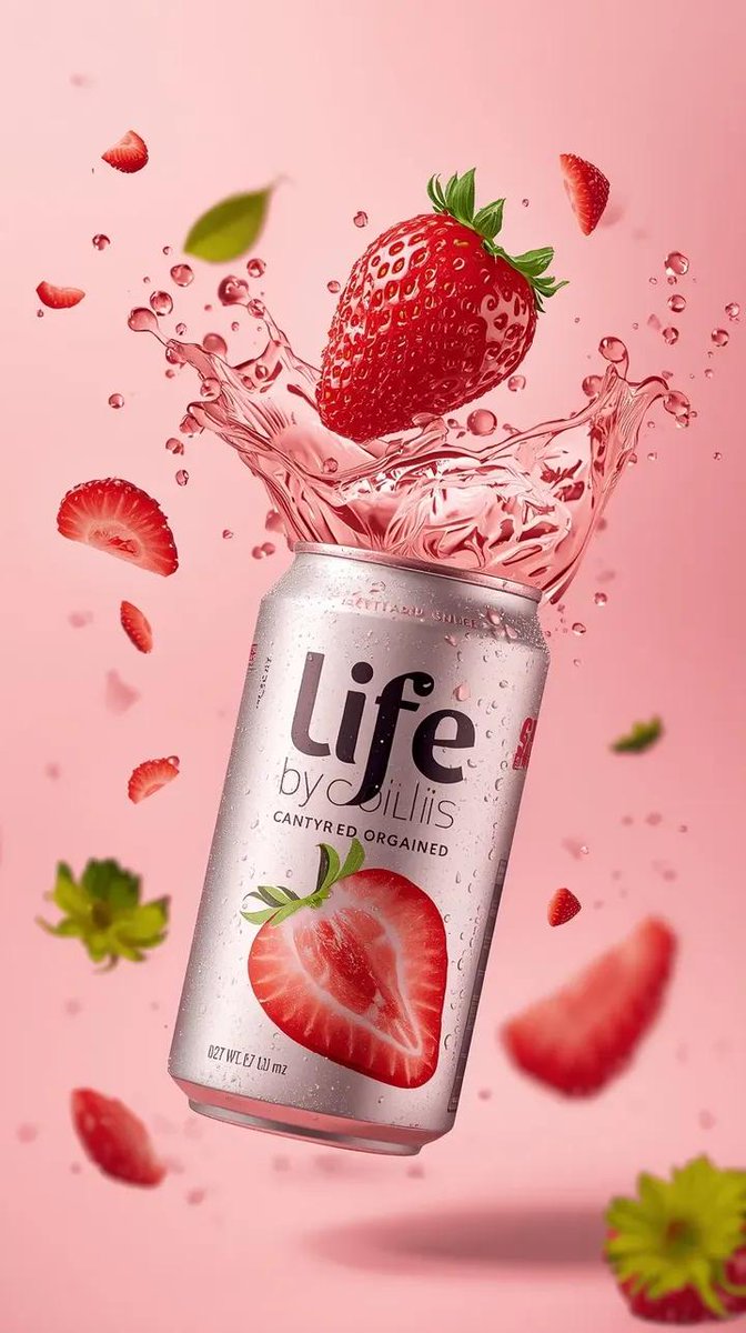 High-Speed Beverage Ad with Strawberry Splash — Nano Banana Pro AI Generated Image