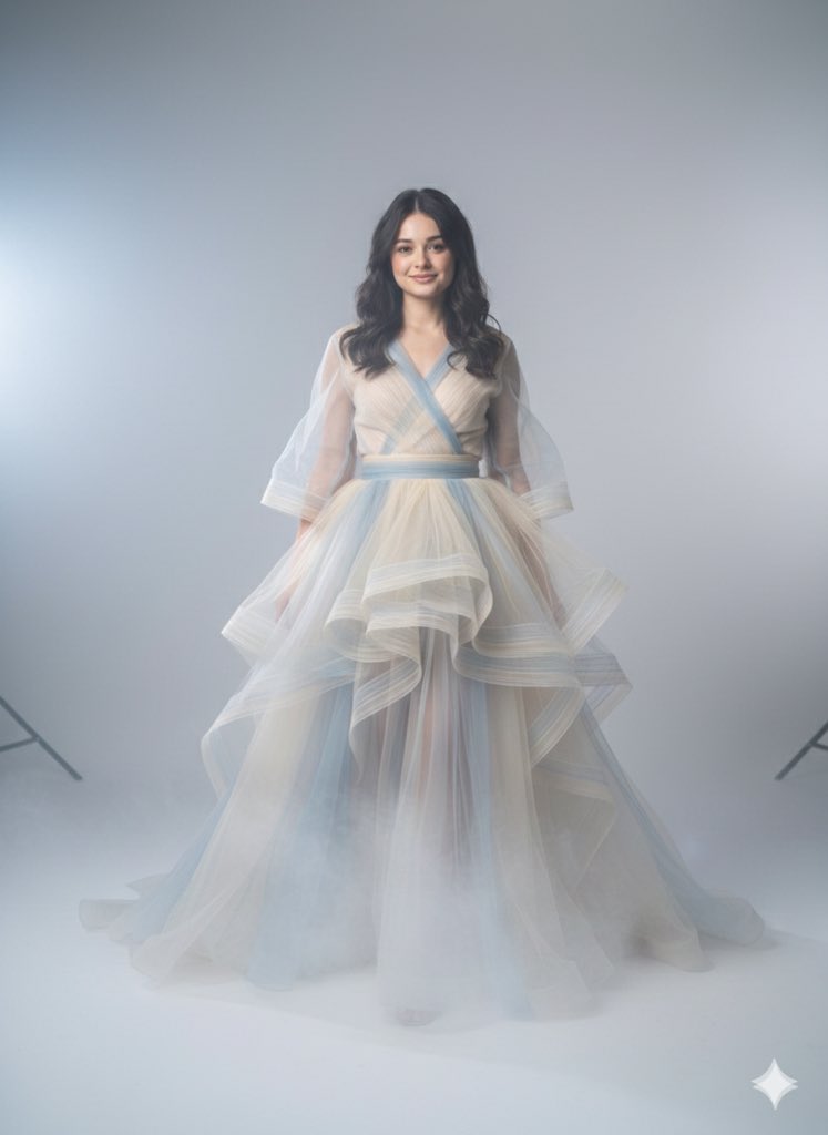 Dreamlike Couture Portrait: Gown Blending with Mist — Nano Banana Pro AI Generated Image