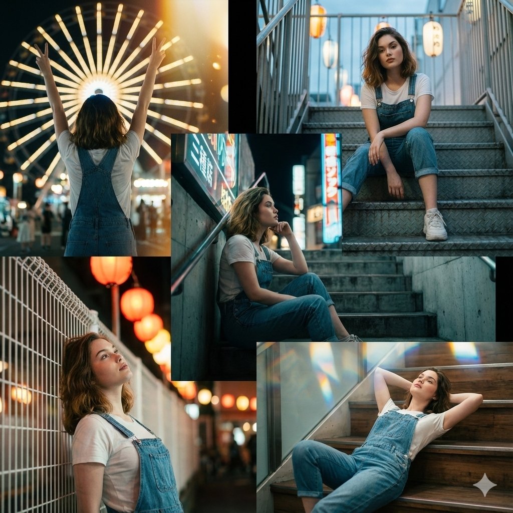 Kine-Style Multi-Frame Japanese Night Festival Collage — Nano Banana Pro AI Generated Image