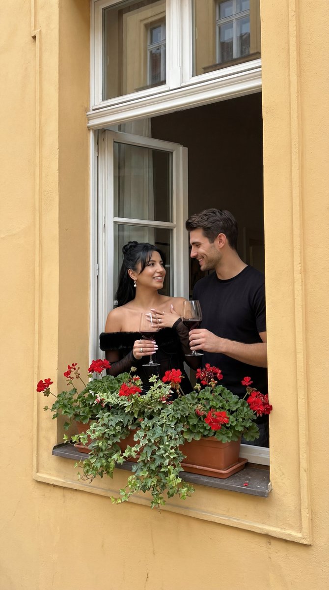 Photorealistic Architectural Edit: Couple in Window — Nano Banana Pro AI Generated Image