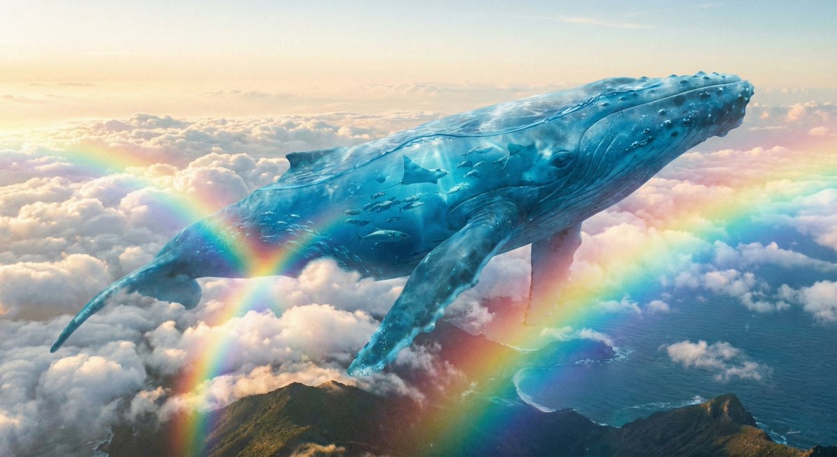 Translucent seawater whale in the clouds — Nano Banana Pro AI Generated Image