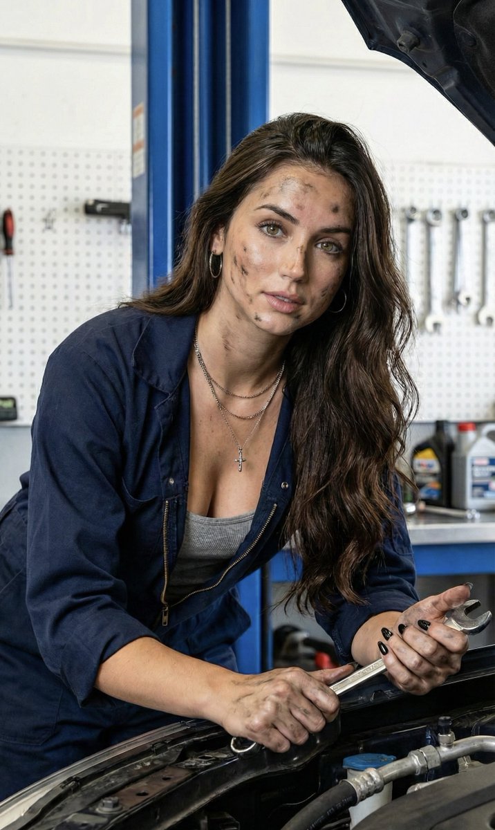 Hyper-Realistic Female Mechanic Portrait Prompt (JSON) — Nano Banana Pro AI Generated Image