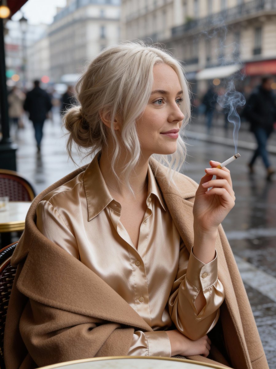 Moody Parisian Cafe Portrait Prompt — Nano Banana Pro AI Generated Image