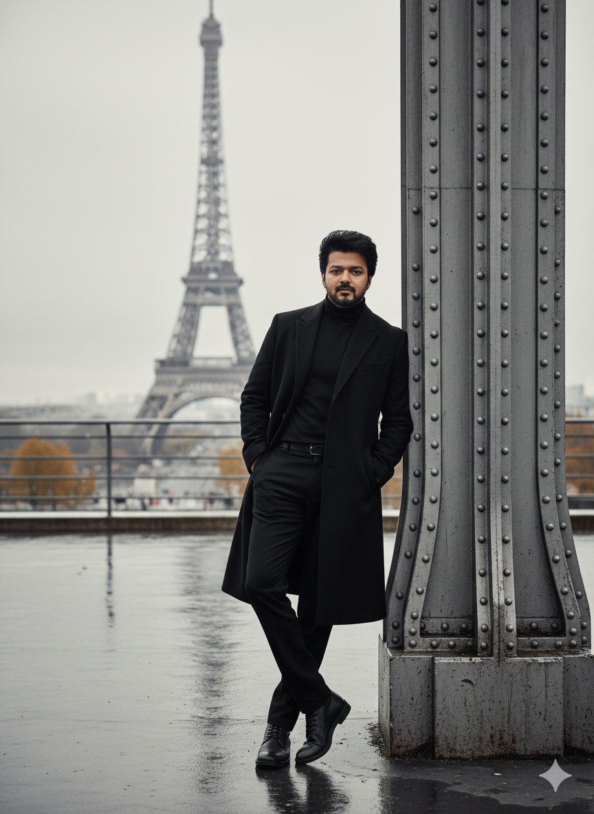 Cinematic Portrait in Rainy Paris — Nano Banana Pro AI Generated Image