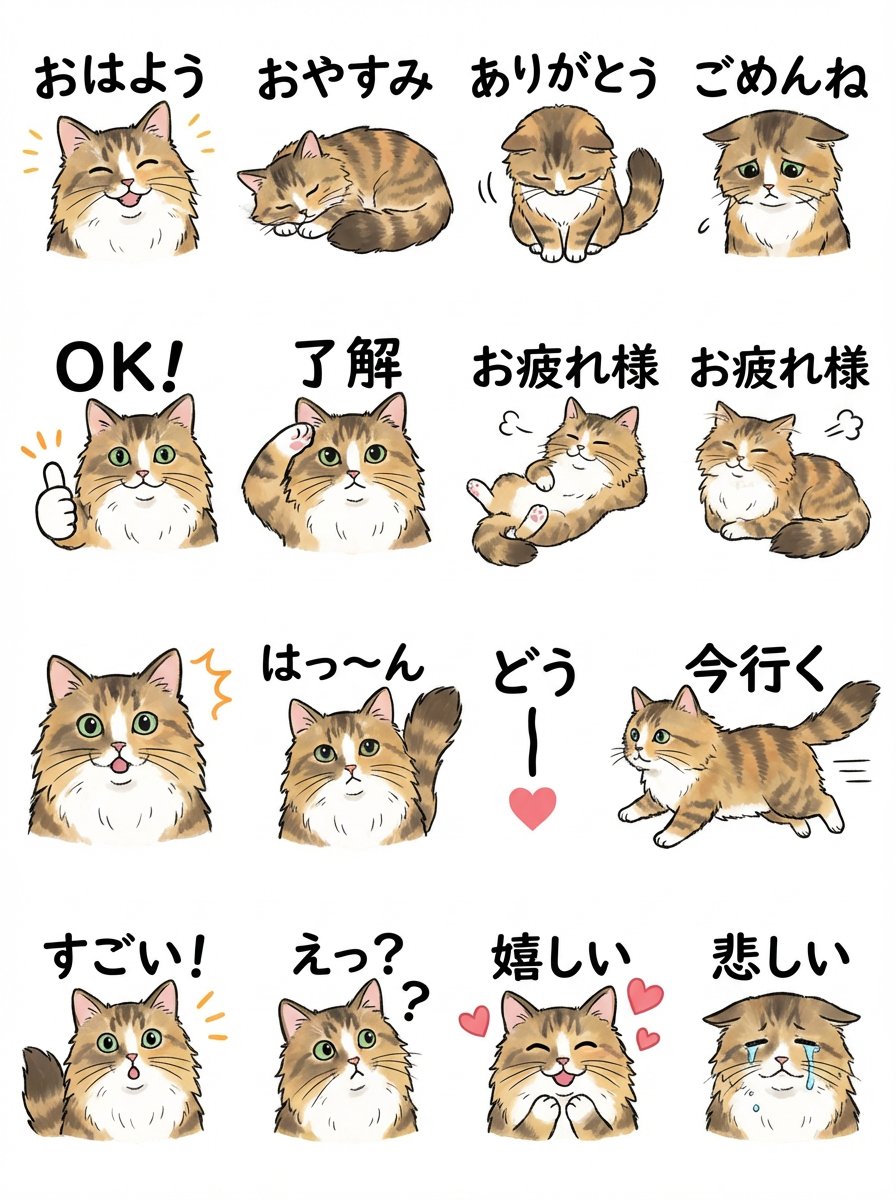 LINE Sticker Sheet Generation Prompt — Nano Banana Pro AI Generated Image