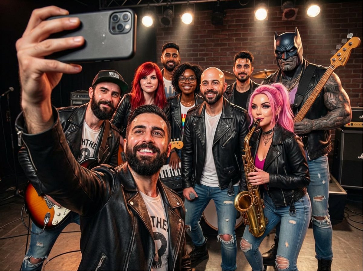 Rock band poster with consistent faces — Nano Banana Pro AI Generated Image