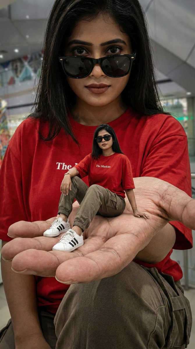 Cinematic Giant Holding Miniature Self — Nano Banana Pro AI Generated Image