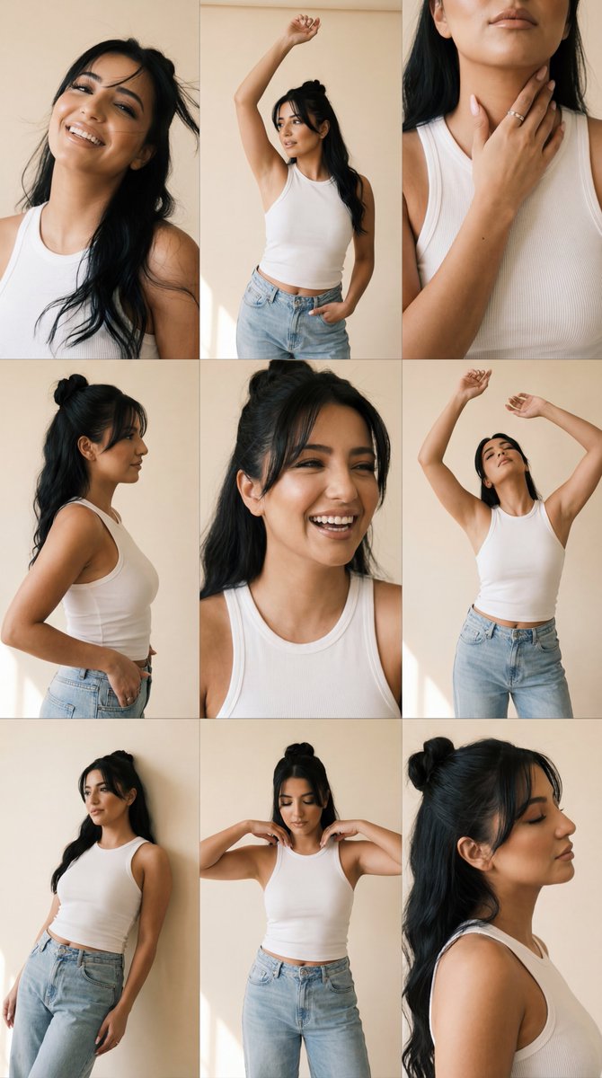 Fujifilm Editorial Portrait Grid with Strict Identity Lock — Nano Banana Pro AI Generated Image