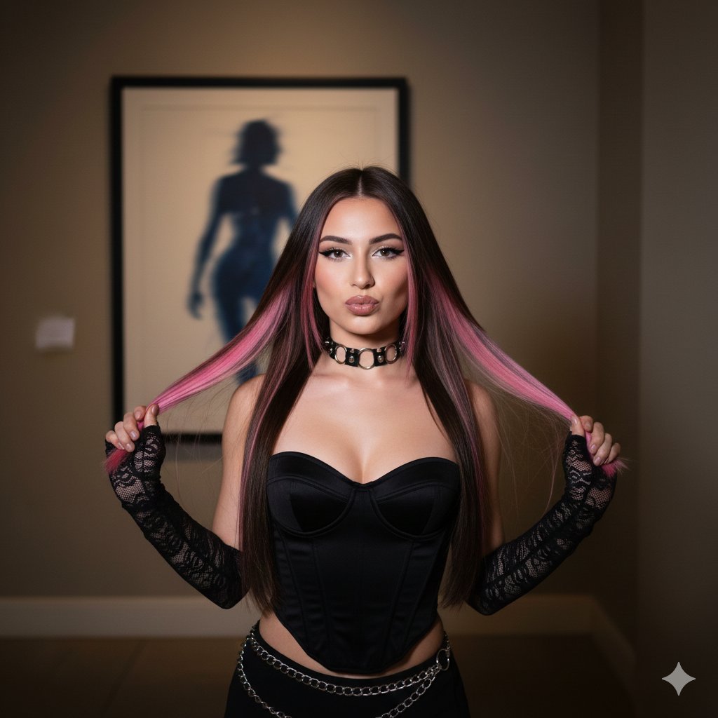 Y2K Influencer Flash Photo with Pink Highlights — Nano Banana Pro AI Generated Image