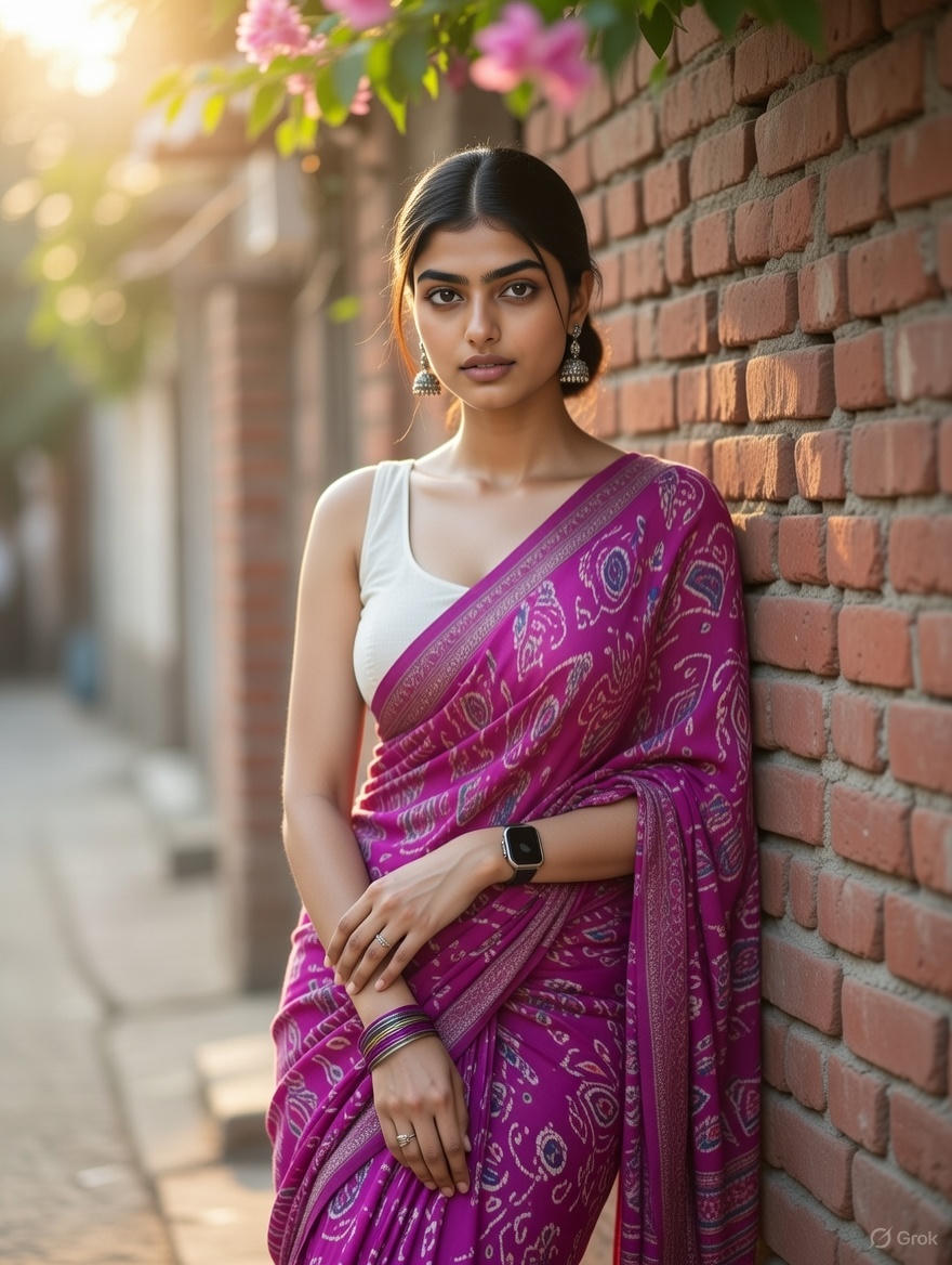 Grok Identity Lock Prompt for Saree Portrait — Nano Banana Pro AI Generated Image