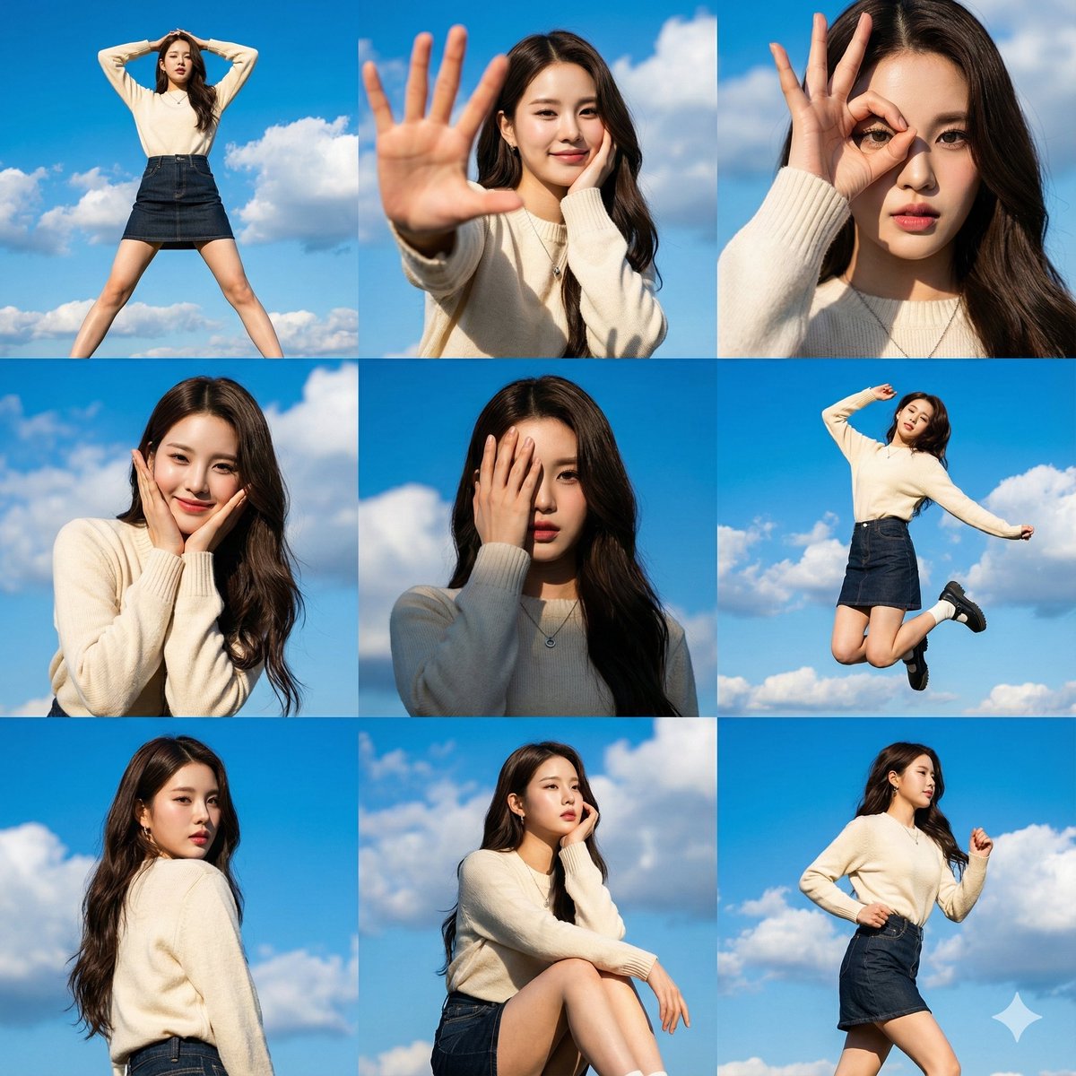 High-Resolution 3x3 Grid Photo Collage for Female Travel Photography — Nano Banana Pro AI Generated Image