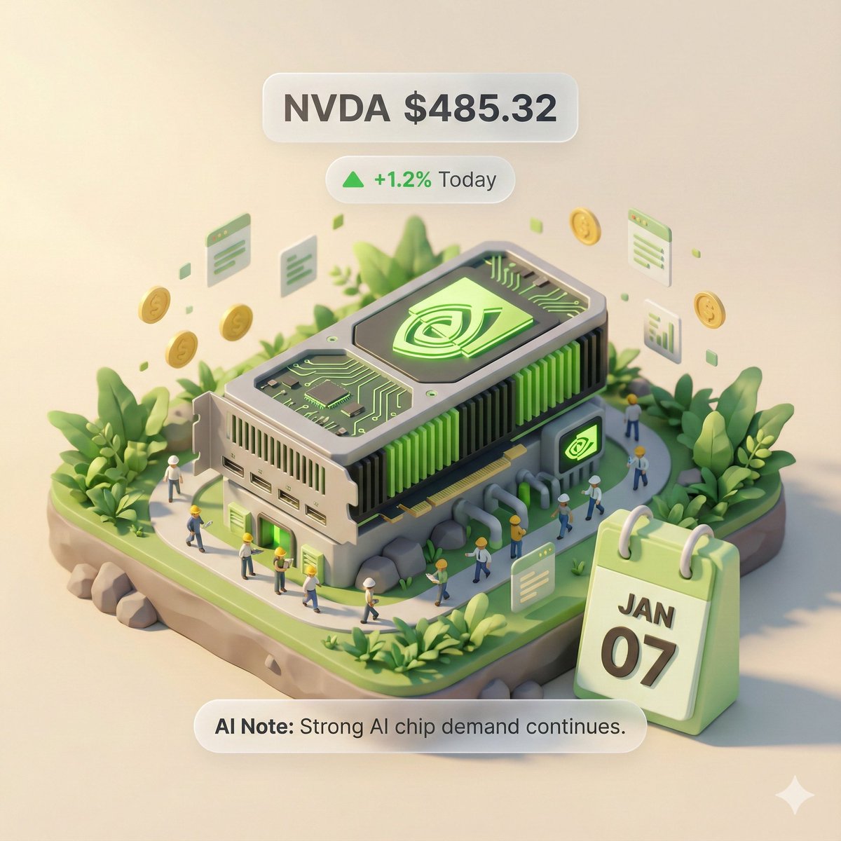 Autonomous Financial Artist Prompt for 3D Stock Visualization — Nano Banana Pro AI Generated Image