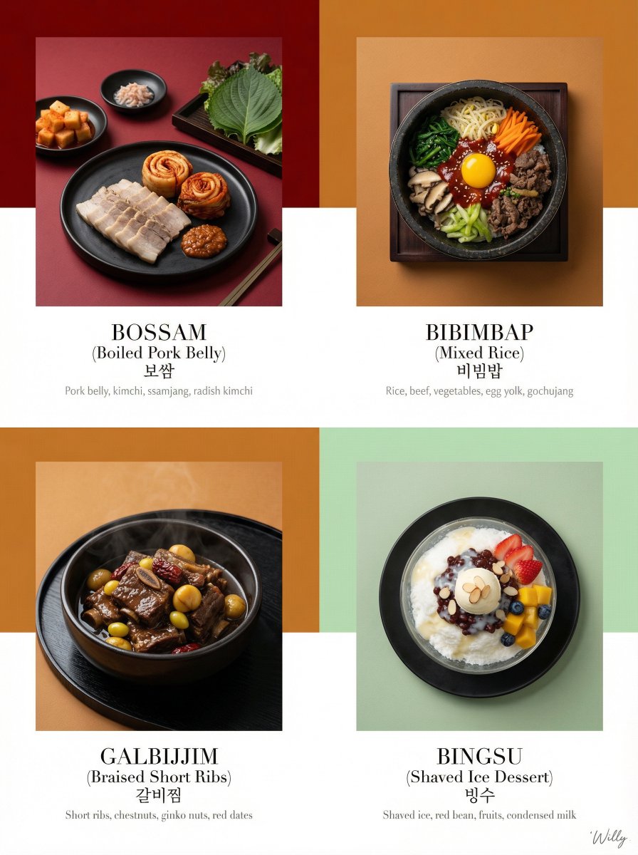 Luxury Korean Tasting Menu Editorial Layout Prompt — Nano Banana Pro AI Generated Image
