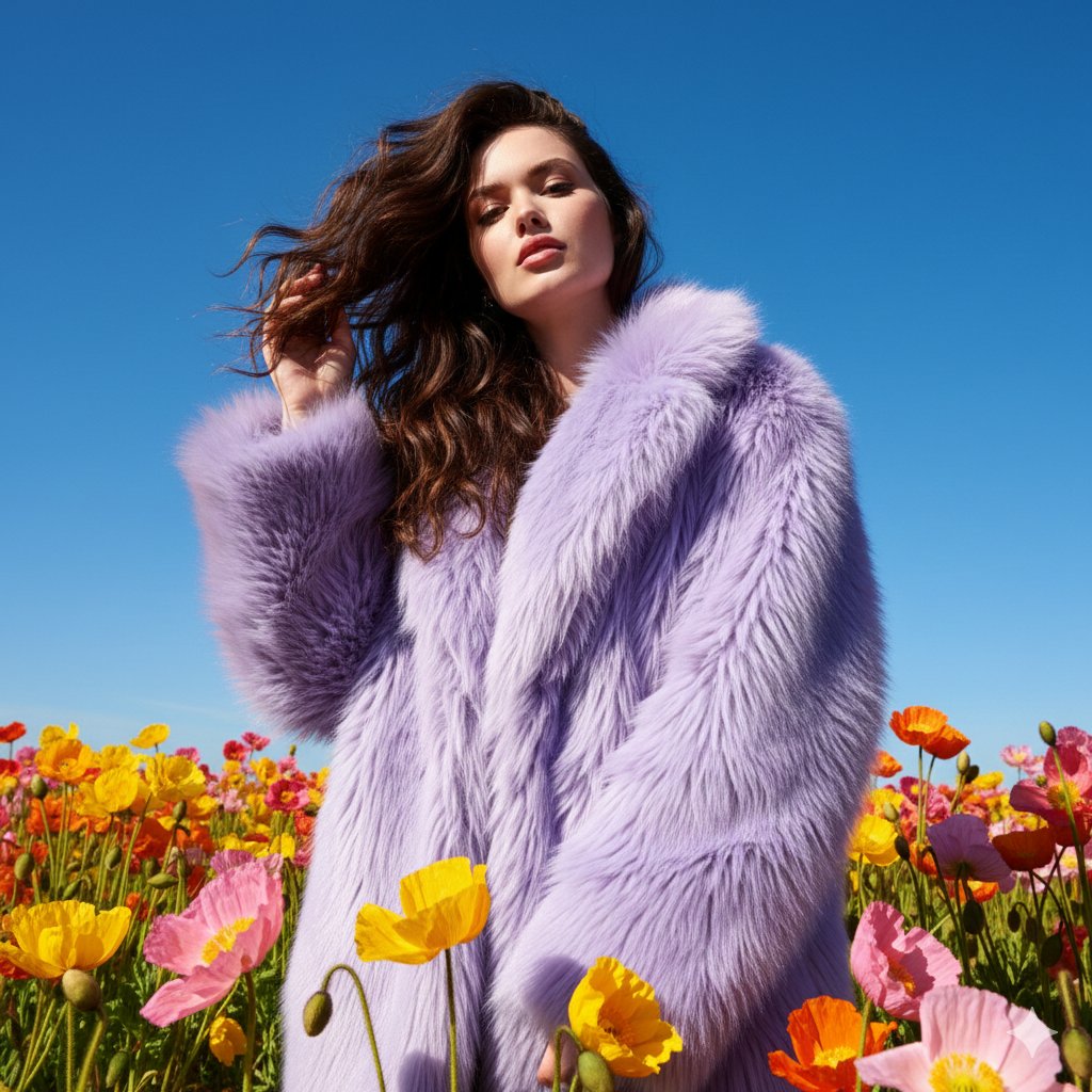 Outdoor Fashion Portrait in Flower Meadow Prompt — Nano Banana Pro AI Generated Image