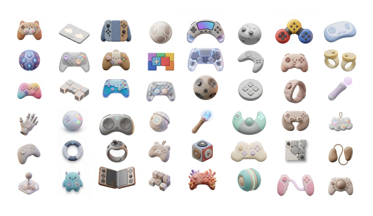 3D Artsy Video Game Controller Grid — Nano Banana Pro AI Generated Image