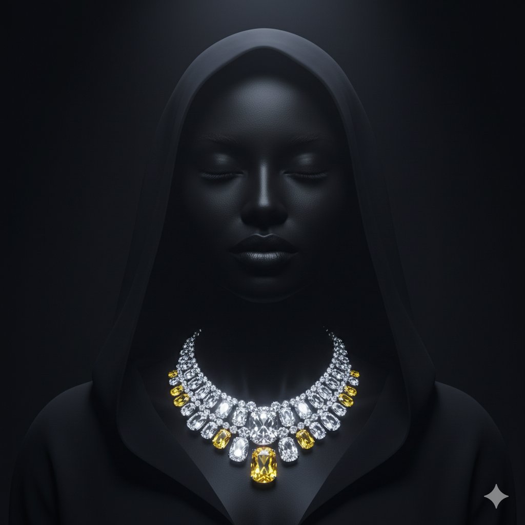 Dramatic Low-Key Portrait with Glowing Gemstones — Nano Banana Pro AI Generated Image