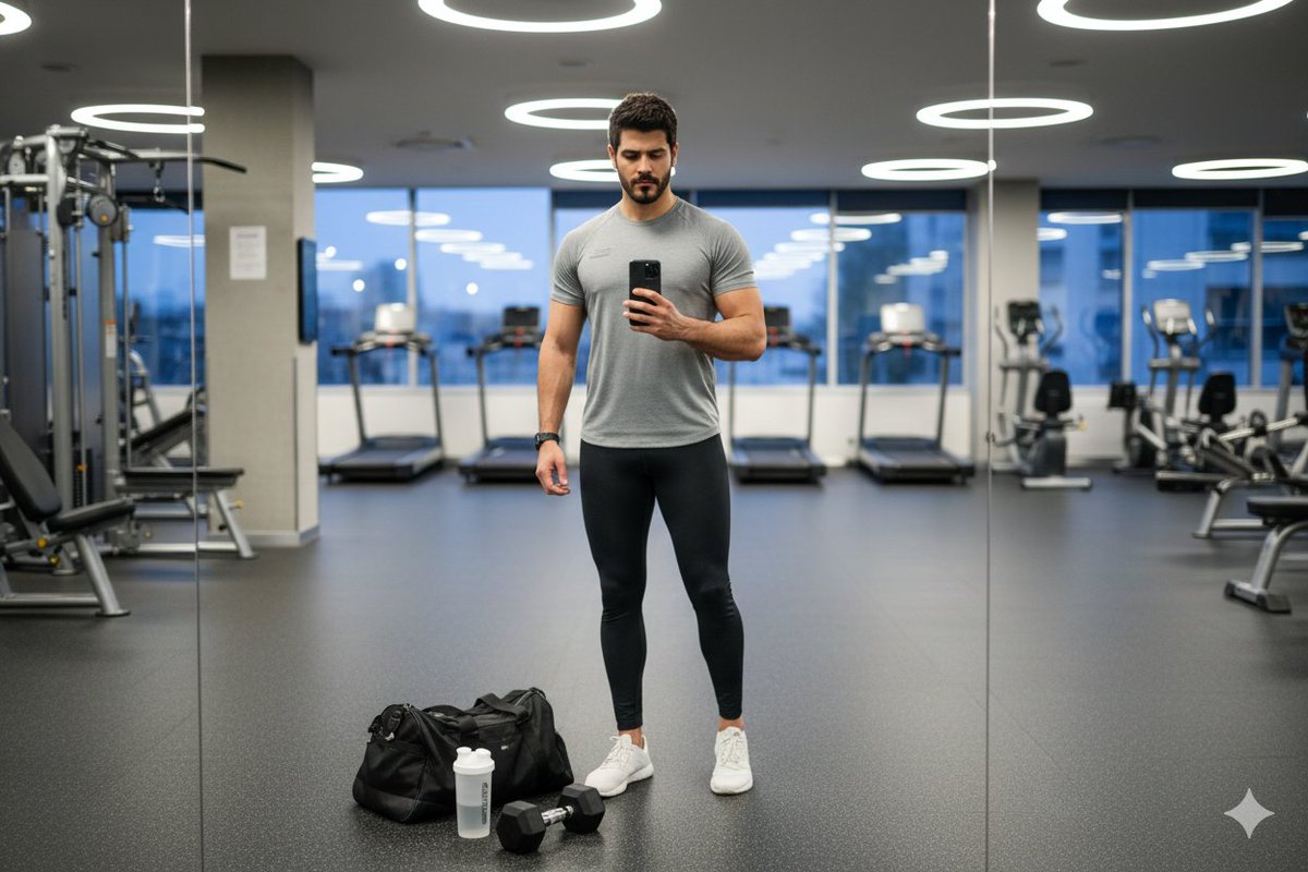 Clean Modern Gym Mirror Selfie — Nano Banana Pro AI Generated Image