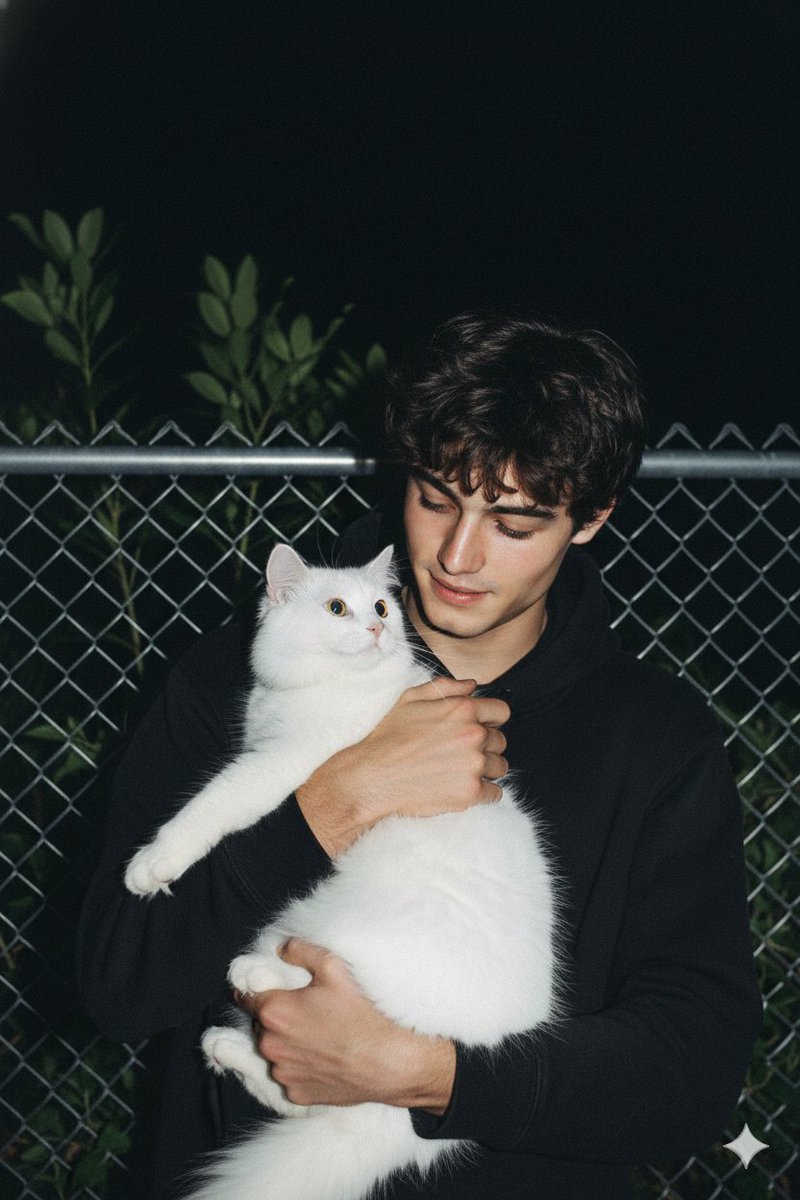 Candid Nighttime Photo with Cat Prompt — Nano Banana Pro AI Generated Image