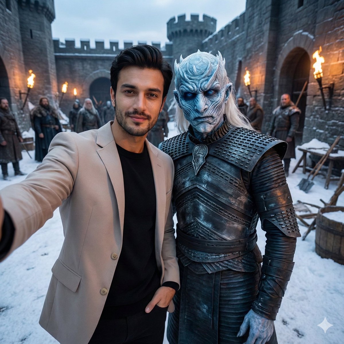 Selfie with Night King on Game of Thrones Set — Nano Banana Pro AI Generated Image
