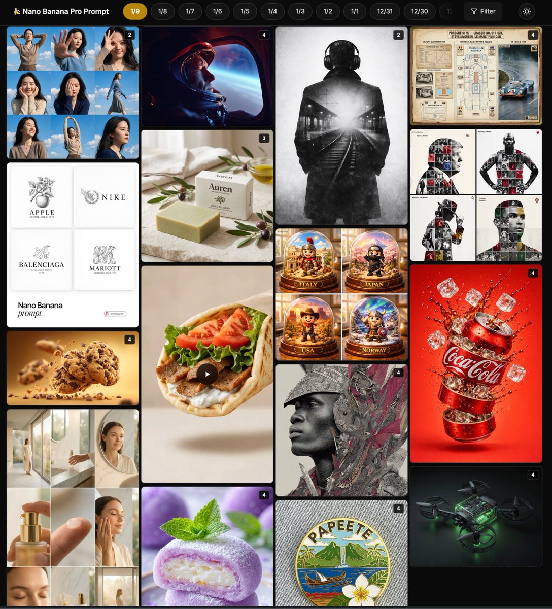 3x3 Grid Female Pose Collage Highlighting Dynamic Fashion and Light Effects — Nano Banana Pro AI Generated Image