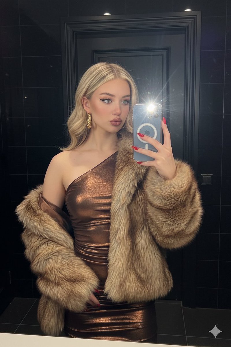 Nightlife Glamour Mirror Selfie with Flash — Nano Banana Pro AI Generated Image