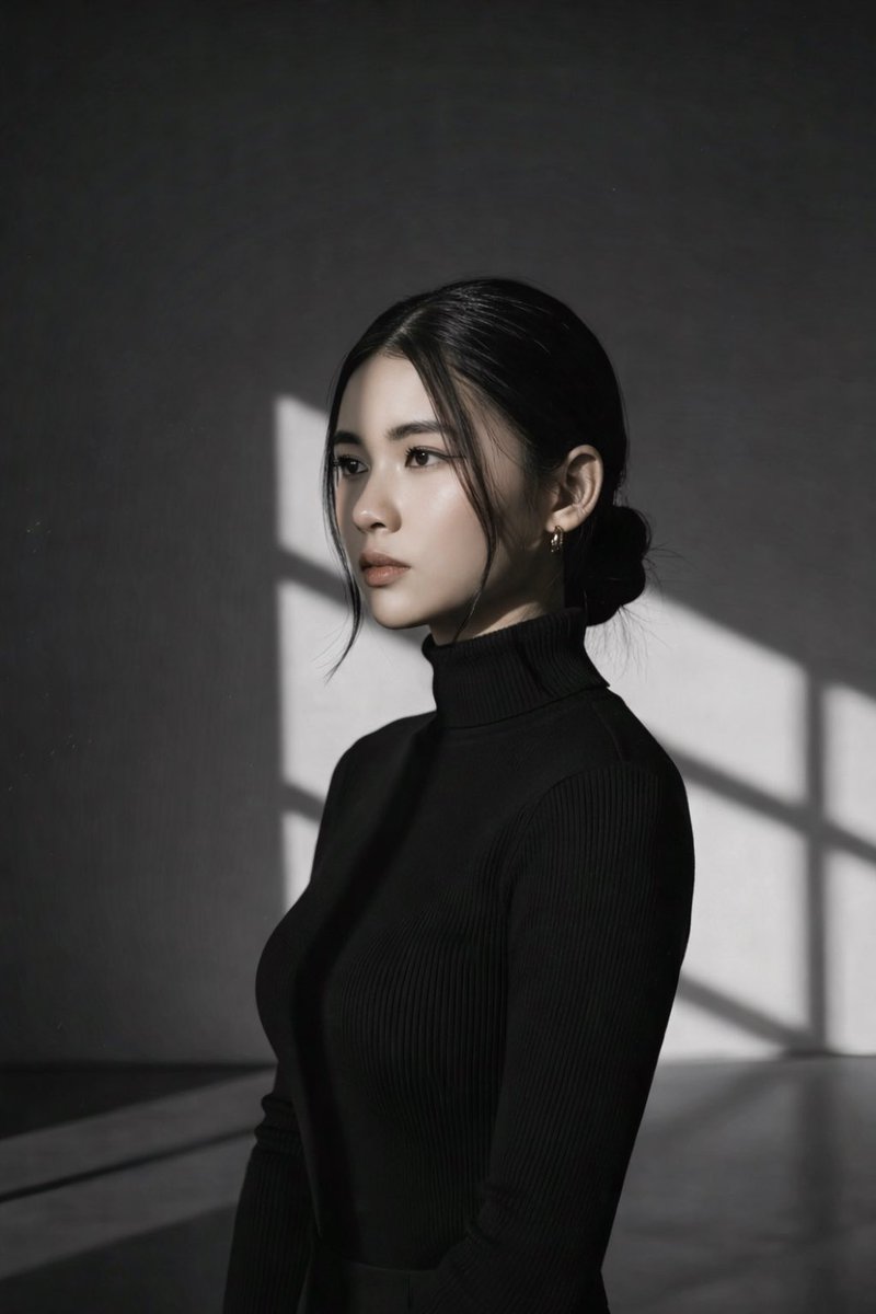 High Contrast Black and White Studio Portrait Prompt — Nano Banana Pro AI Generated Image