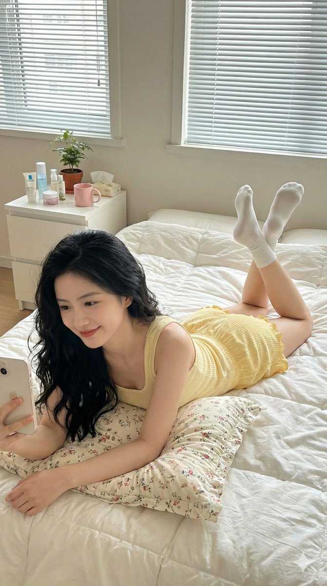 Lazy Bedroom Selfie Prompt (Lying Prone) — Nano Banana Pro AI Generated Image