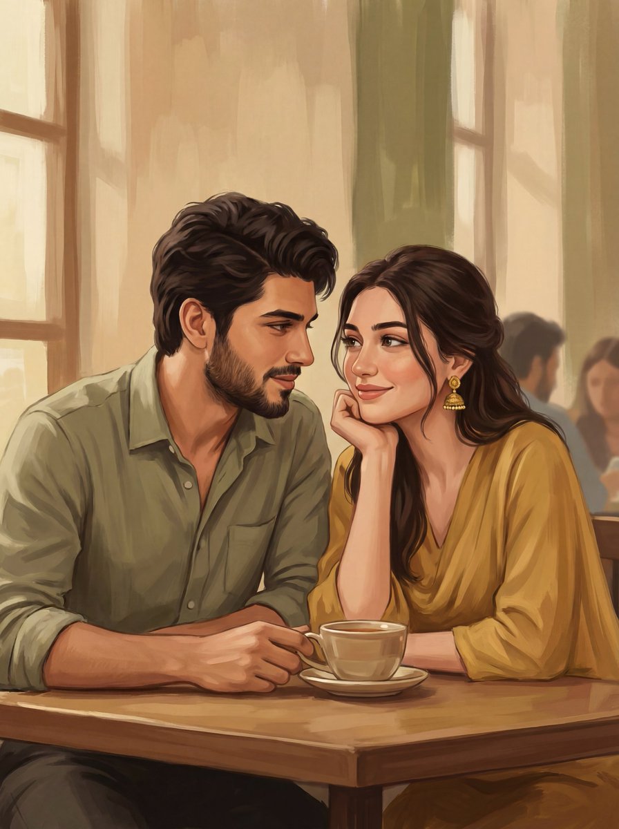 2D Digital Painting Prompt for Intimate Cafe Scene — Nano Banana Pro AI Generated Image