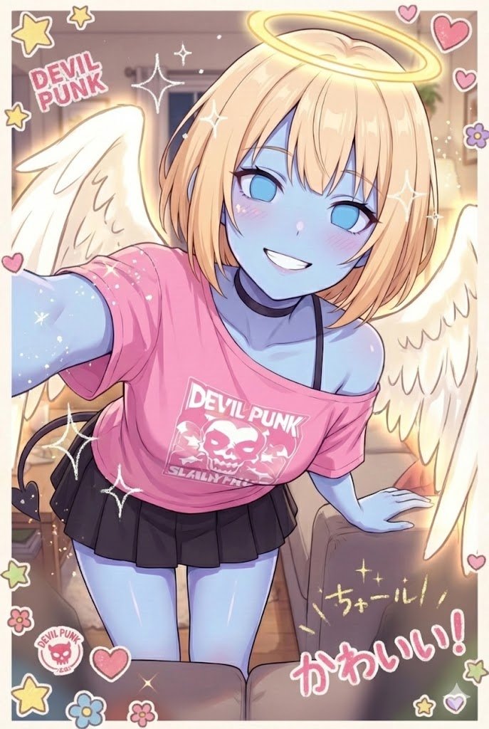 Puri-kura Style Processing and Drawn Wings Test — Nano Banana Pro AI Generated Image