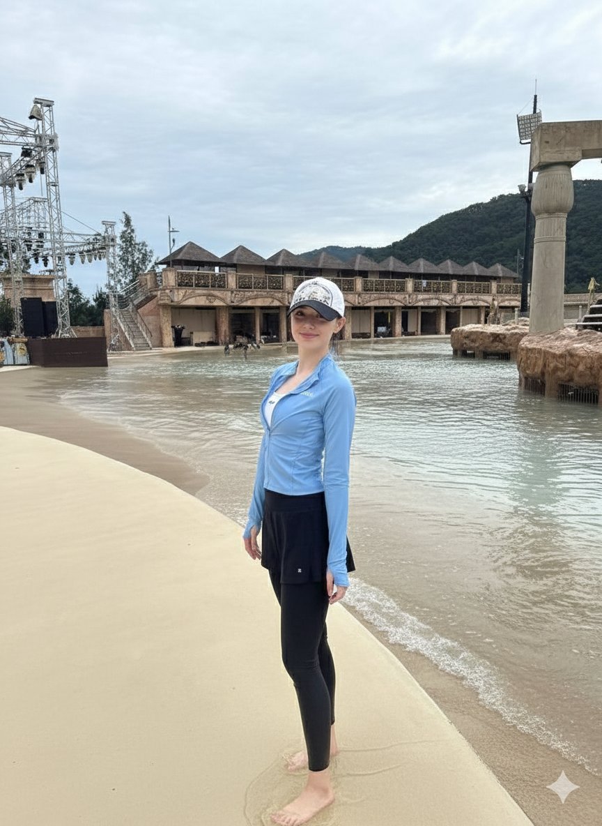 Tropical Water Park Portrait with Thai Architecture — Nano Banana Pro AI Generated Image