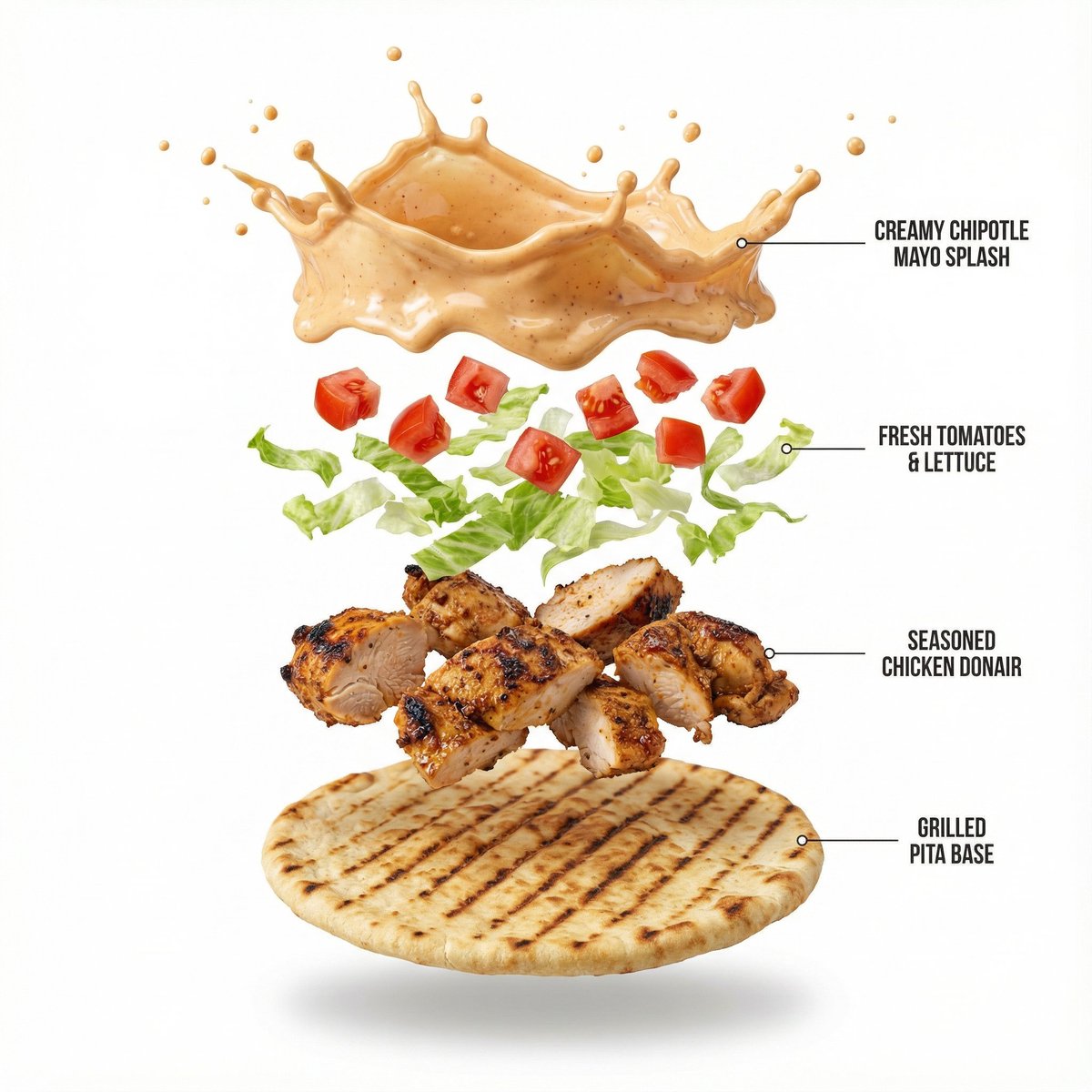 Shawarma Product Photography and Exploded Infographic — Nano Banana Pro AI Generated Image