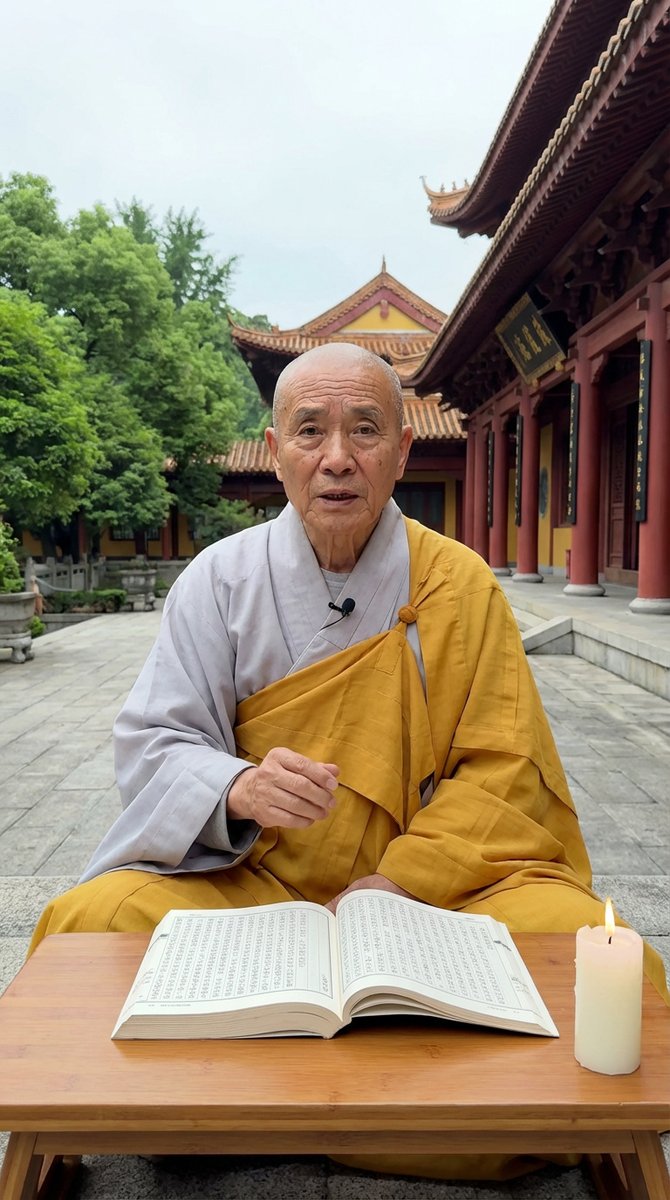 Monk Delivering Life Advice Video Still Prompt — Nano Banana Pro AI Generated Image