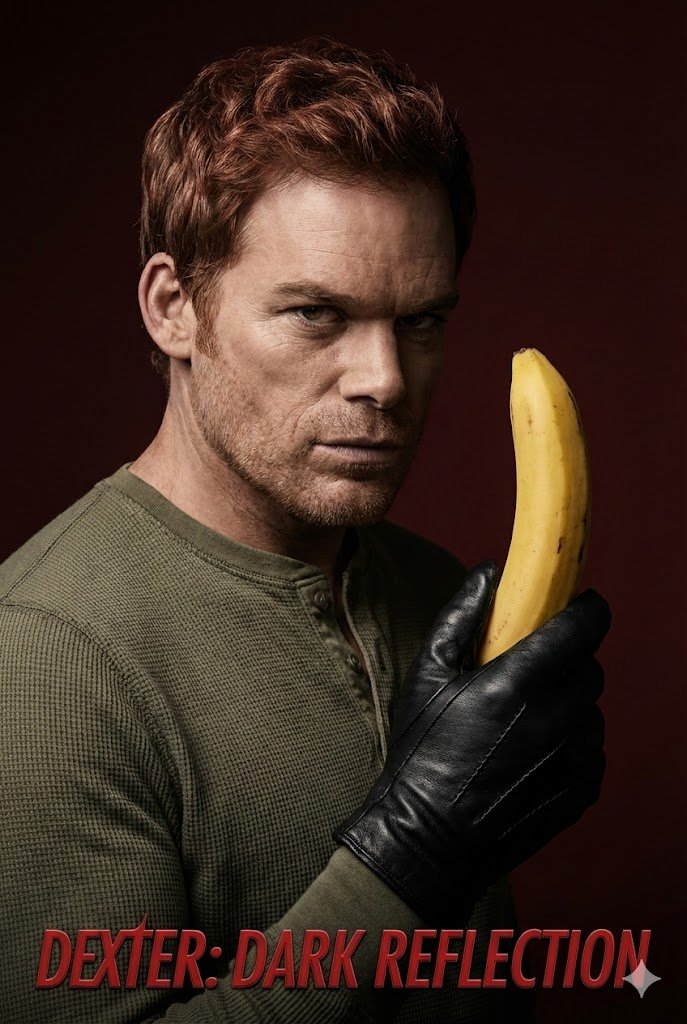 Dexter Morgan Cinematic Portrait with Banana Prop Prompt — Nano Banana Pro AI Generated Image