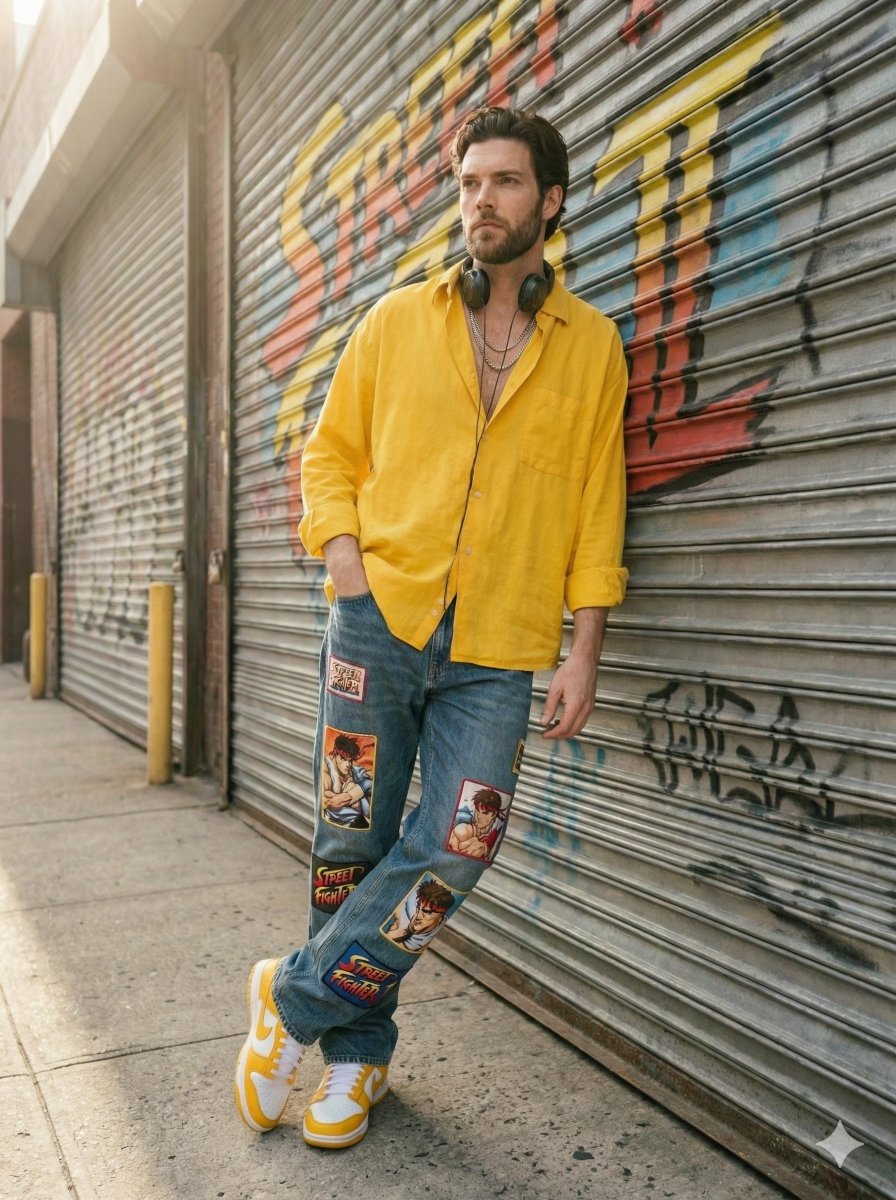 Sunlit Urban Streetwear Portrait with Retro Graffiti — Nano Banana Pro AI Generated Image