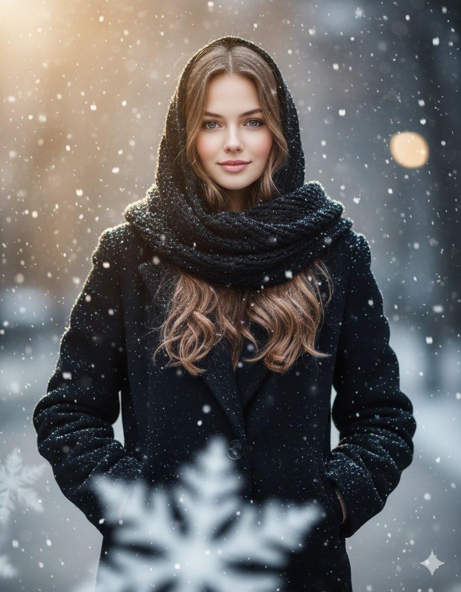 Cinematic Winter Portrait Prompt — Nano Banana Pro AI Generated Image