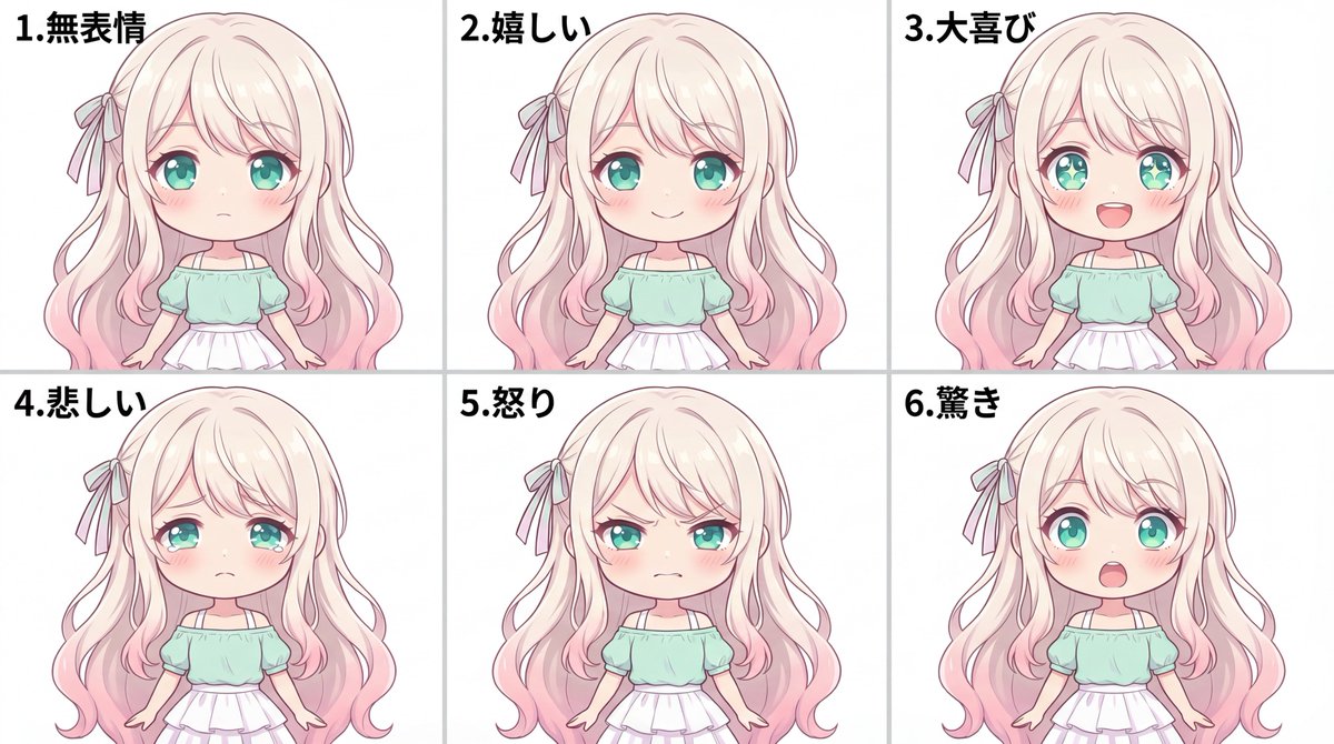 Character Expression Sheet Generation (Anime Style) — Nano Banana Pro AI Generated Image