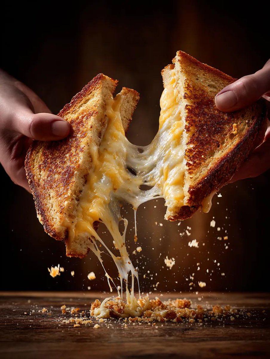 Cinematic Grilled Cheese Action Photo — Nano Banana Pro AI Generated Image
