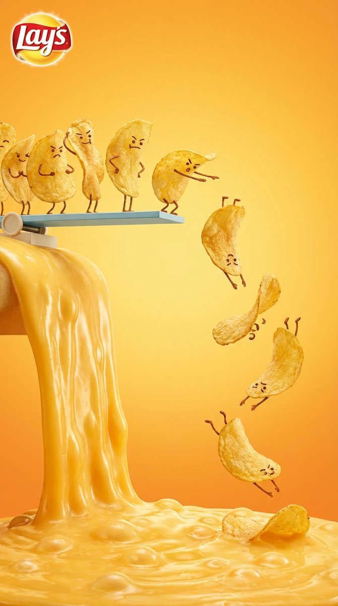 Anthropomorphic Potato Chips Diving into Cheese Sauce — Nano Banana Pro AI Generated Image
